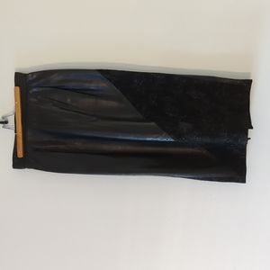 Vintage leather midi skirt with angled detail